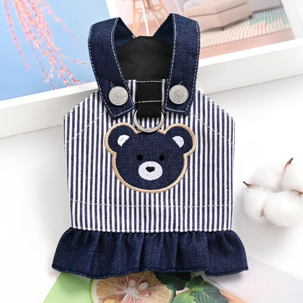 Pet Small Dog Dog Clothes Teddy Denim Strap Skirt Can Be Towed Spring, Autumn and Summer