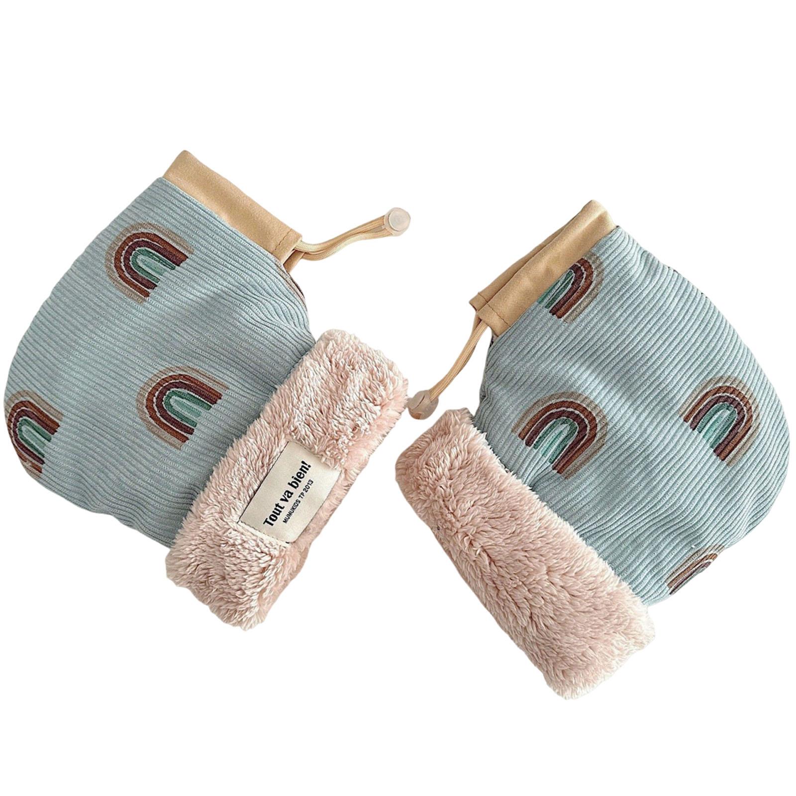 2pcs Stroller Gloves Winter Pram Hand Muff Glove Waterproof Stroller Handle Warmer Gloves Thicken Mitten Stroller Accessories синий