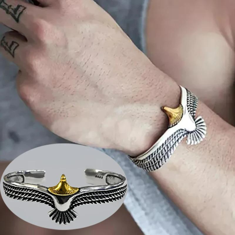 Creative Vintage Eagle Bangle Bracelet Domineering Eagle Feather Open Adjustable Bangles Bracelets Accessories for Men Women