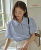 ANOETIC Round Collar Button Blouse_Sky Blue