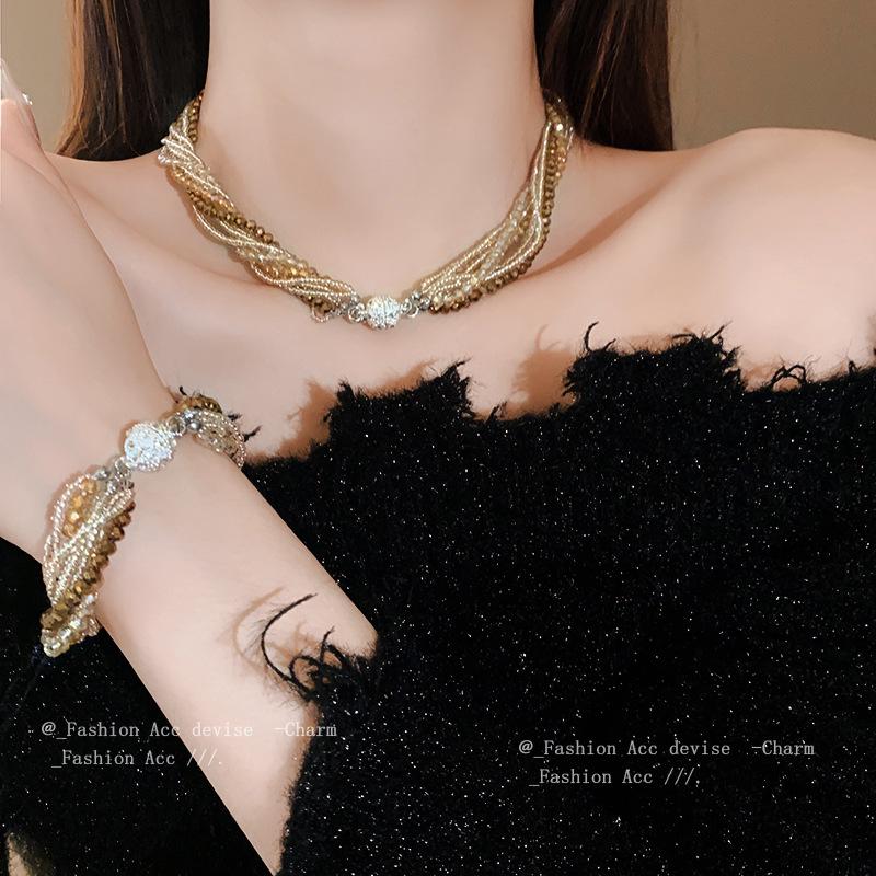 Boho Strasskristall Perlenarmband - Vielseitiger Mehrschichtiger Wickelschmuck