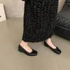 Xiaoxiangfeng square head bow single shoes spring new black skirt grandma shoes flat ballet shoes