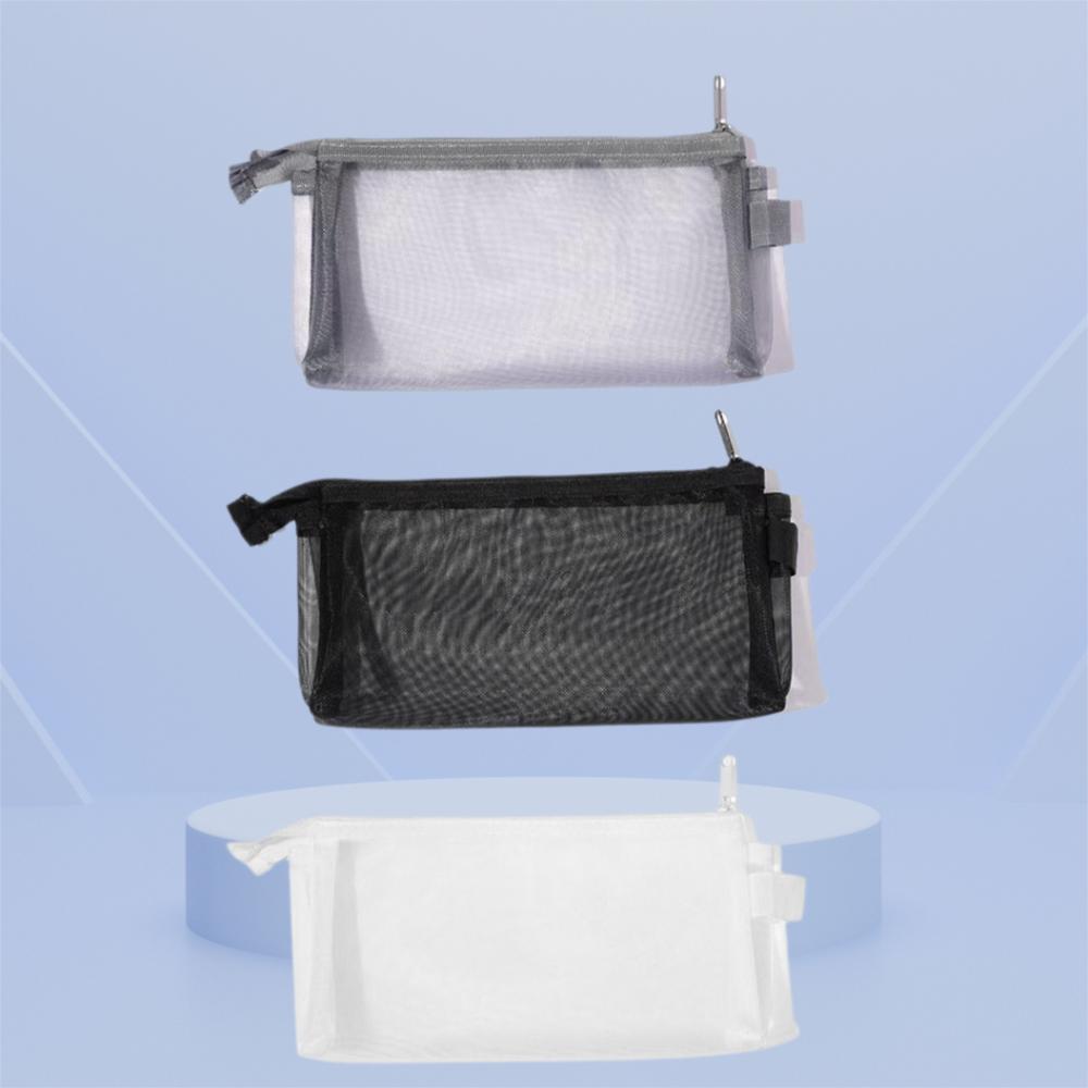 New Transparent Mesh Makeup Bag Grey/Black/White Portable Women Cosmetic Storage Pouch Multifunction Lipstick Organizer Bags