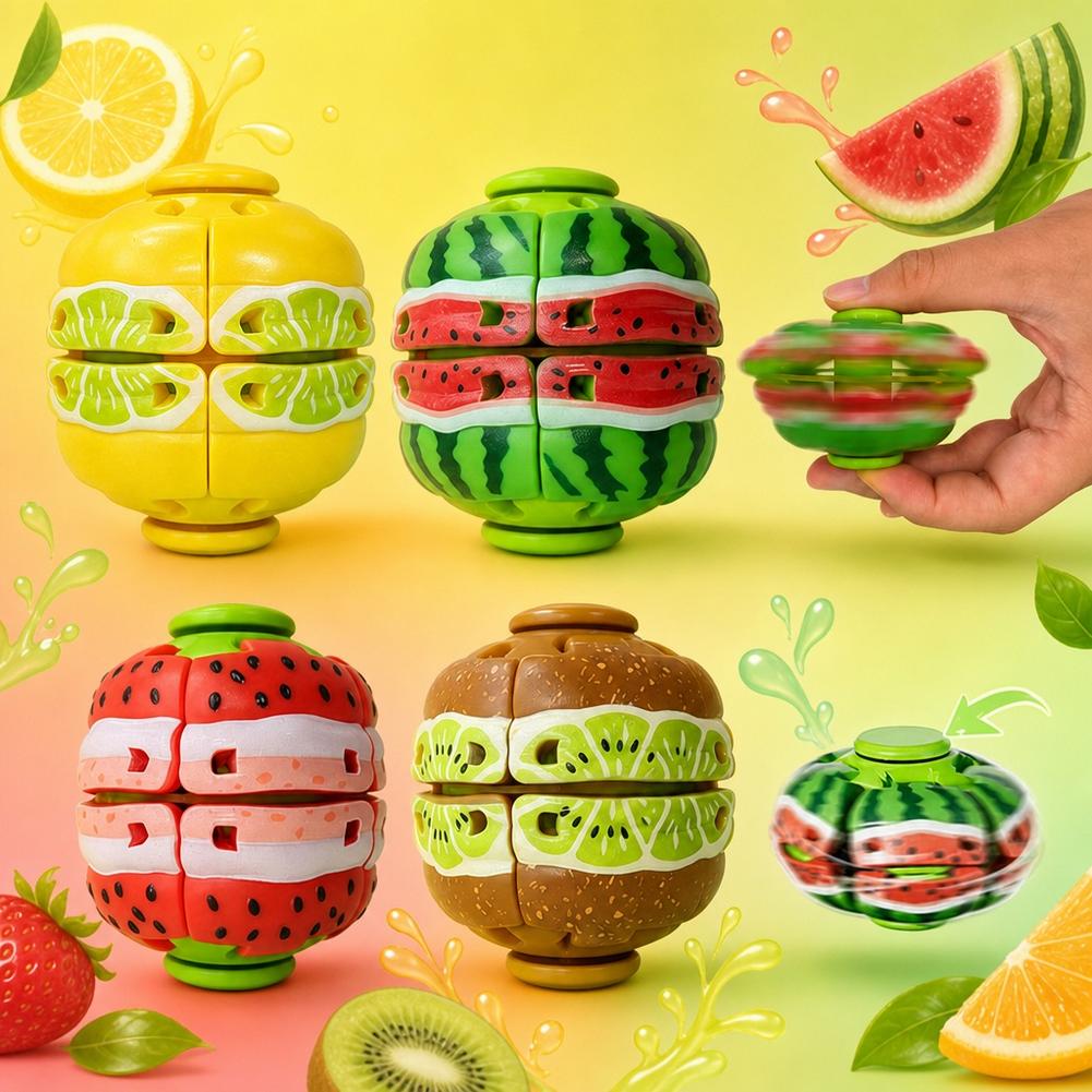 Fruit Spinning Top Magic Ball Fidget Spinner Toy Stress Relief Watermelon Lemon Gyro Puzzle Novelty Adult Gift