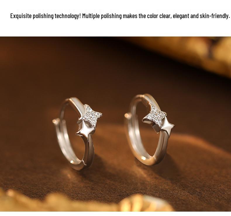 Banyan Tree S925 Silver Shimmer Star Earrings for Women – Elegant Simple Design