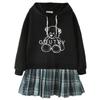 Hoodie with Bear Pleated Long Layered Casual Sizes Perfect for Everyday and YY-Natuhi Girls' Dress, Print, Skirt, Sleeves, Look, Tunic, 110-160cm,