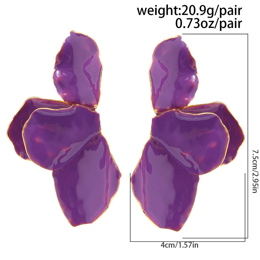 Ingemark Bohemian Colorful Oil Drip Metal Stud Earrings Women Bridal Trendy Elegant Petal Flower Piercing Earrings Y2K Jewelry