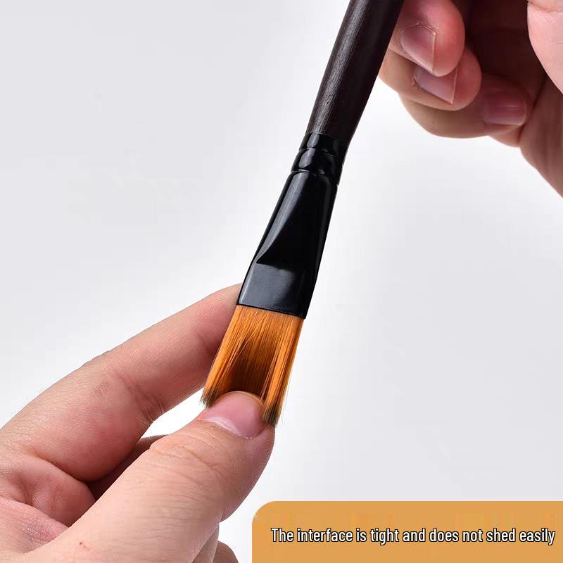 Nylon Bristle 6-Piece Paintbrush Set for Beginners - Oil & Watercolor, Large Flat Brushes