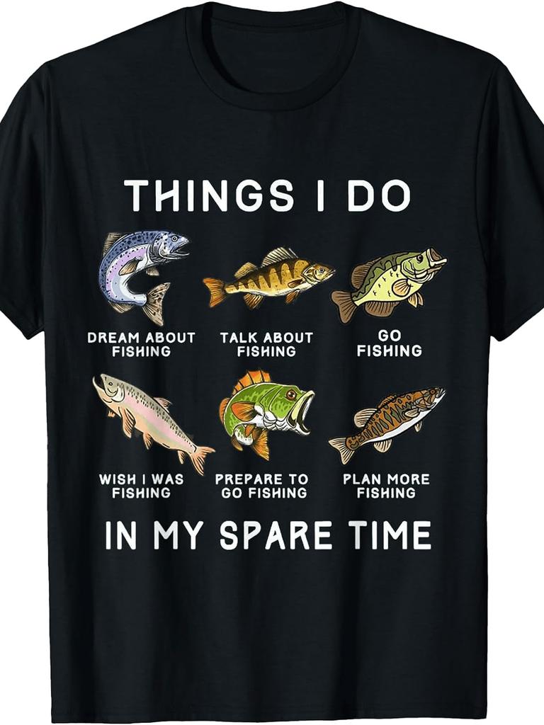 Unisex T-shirt Things I Do in My Spare Time Fishing Boys Men Bass Fishing T-Shirt