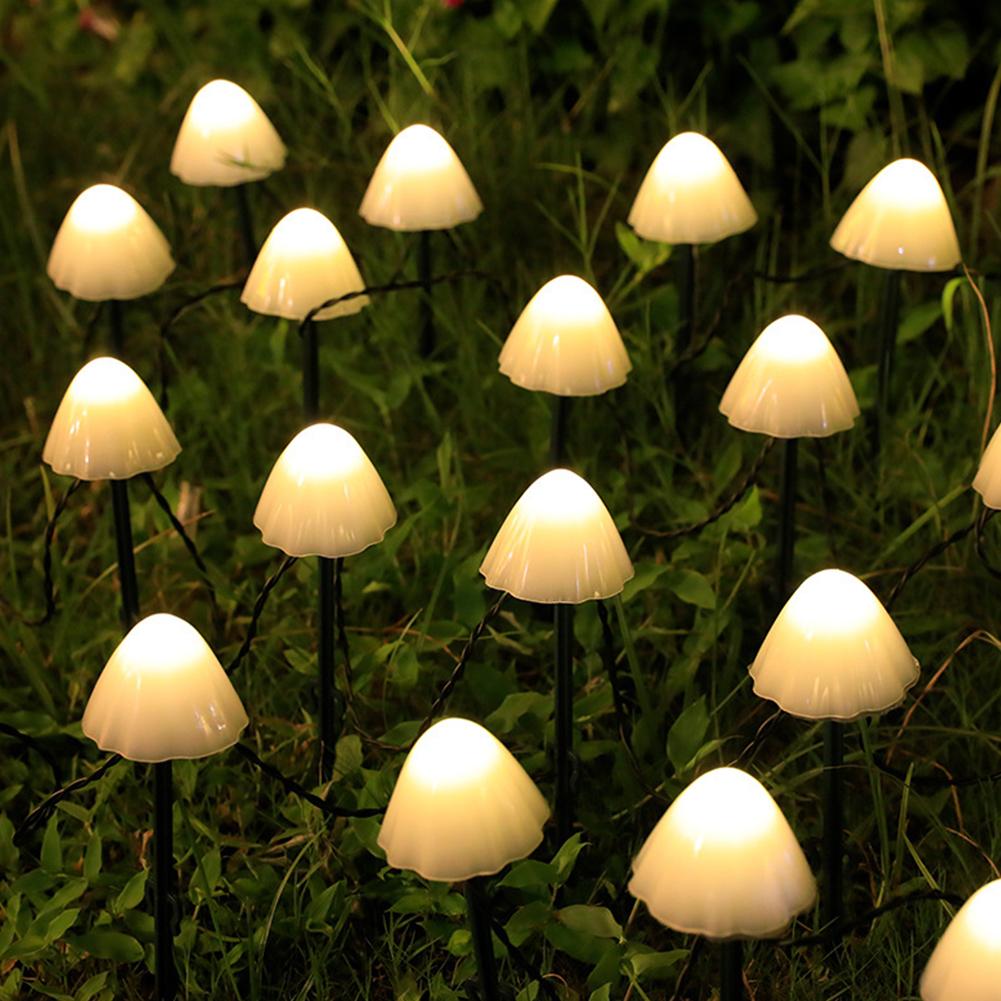 Pilz-Solarleuchten, Solarleuchten für den Außenbereich mit 10 pilzförmigen LED-Leuchten, 8-Modus-Beleuchtung, Tasten, IP65 Wasserdicht, Außendekoration für den Garten