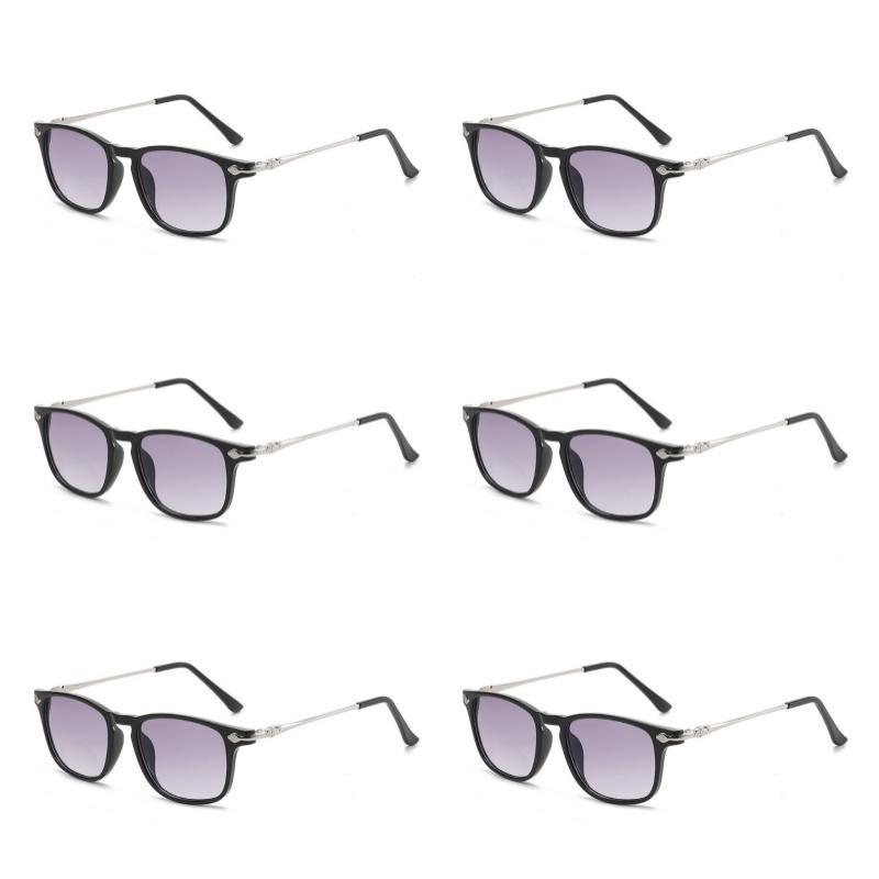 6PCS Dual-use Reading Sunglasses Look Far And Near Glasses For Reading Fashion Gray/Brown Lens