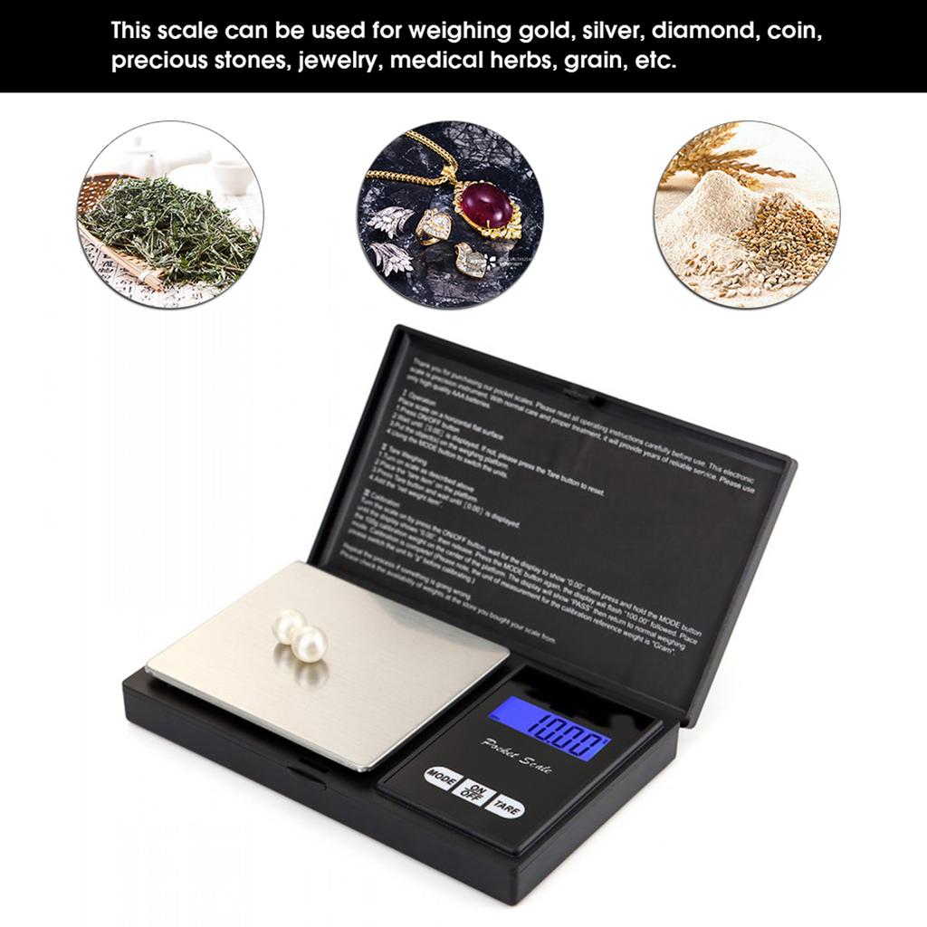 500g x 0.1g Mini Portable Jewelry Scale High Accuracy LED Digital Pocket Scale Gold Silver Diamond Electronic Digital