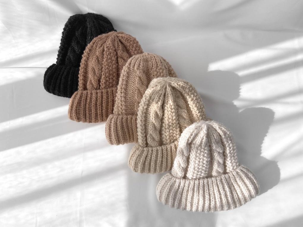 Women's and Men's Alpaca Double-Headed Beanie Autumn Winter Plain Hat