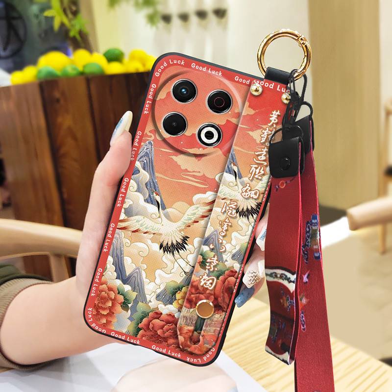 Phone Holder Silicone Phone Case For Tecno Spark30 Pro 4G/KL7 Kickstand Fashion Anti-knock Wrist Strap Soft Case Ring