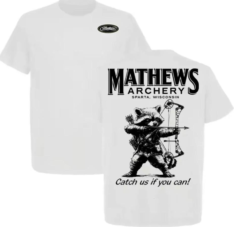 2026 Mathews Archery Raccoon Catch us if You Can Double Sided T-t shirt XXXL