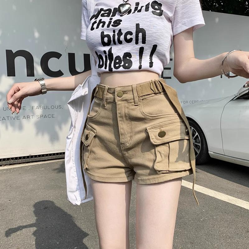 Denim Overalls Shorts Women's Elastic and Versatile Summer High Waist Hip Lift Personalized Hot Pants Tide Vibe Women's Statement Casual Shorts