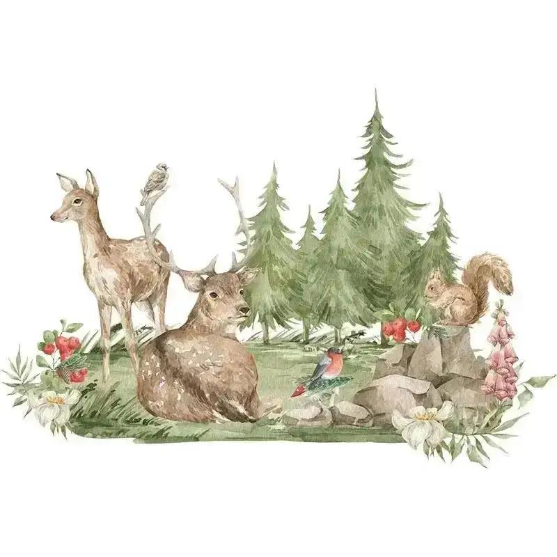 Cartoon Forest Animals Wall Stickers For Kids Rooms Children Baby Bedroom Livingroom Animals Home Decoration Wall Decals Poster