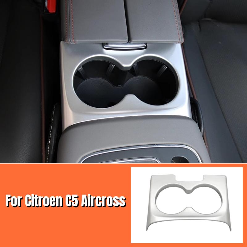 ABS Matte Silver Car Front Central Control Water Cup Bottle Holder Cover Trim Accessories Fit For Citroen C5 Aircross 2018-2022