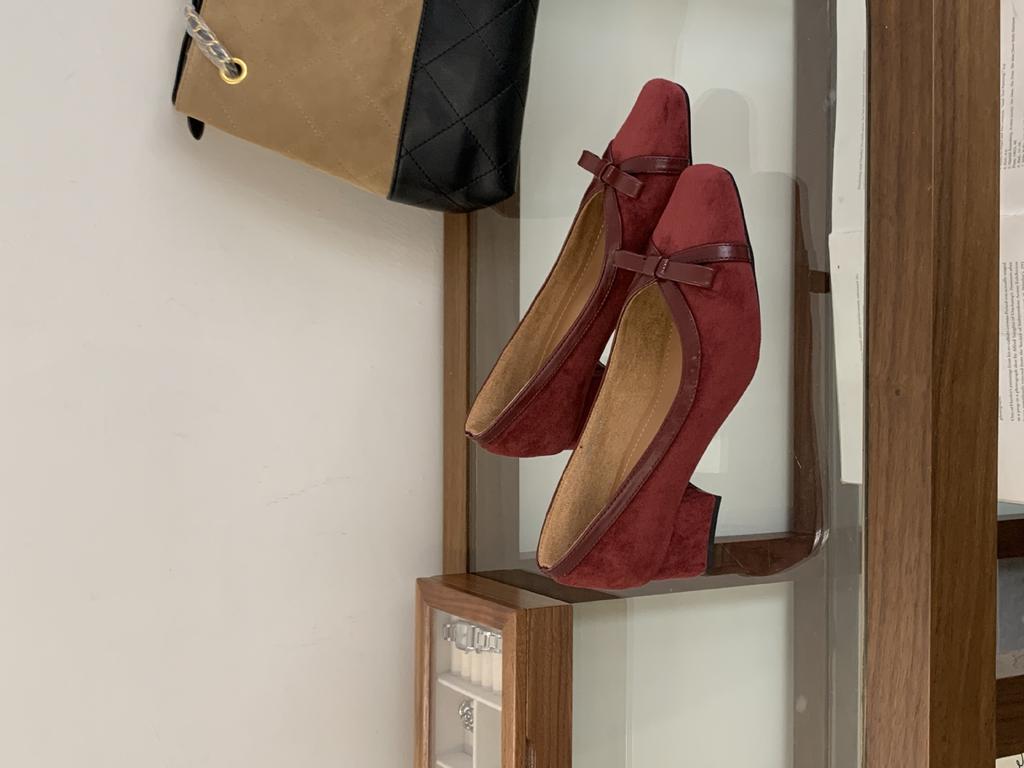 French light mouth single shoes women's spring and autumn new temperament gentle fairy style bow pink commuter thick heel evening shoes