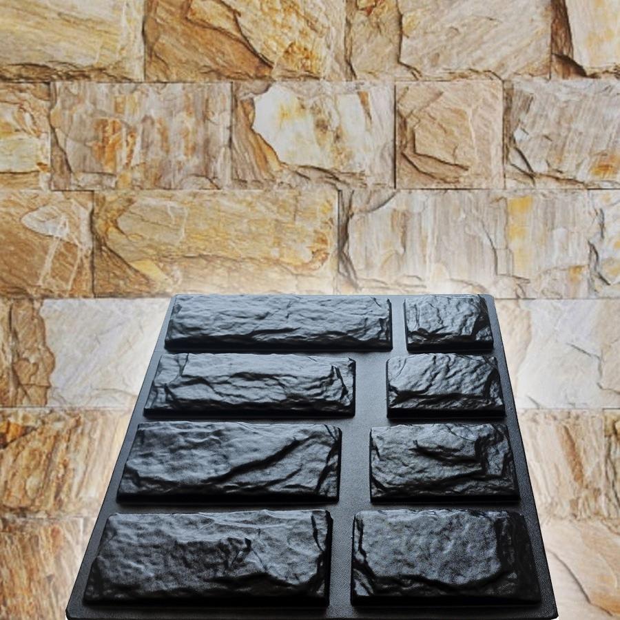Mold for Wall Decoration, Artificial Stone and Tiles from Plaster, Concrete, Gypsum 'Bulgarian Slate' SET 8 Pcs DIY