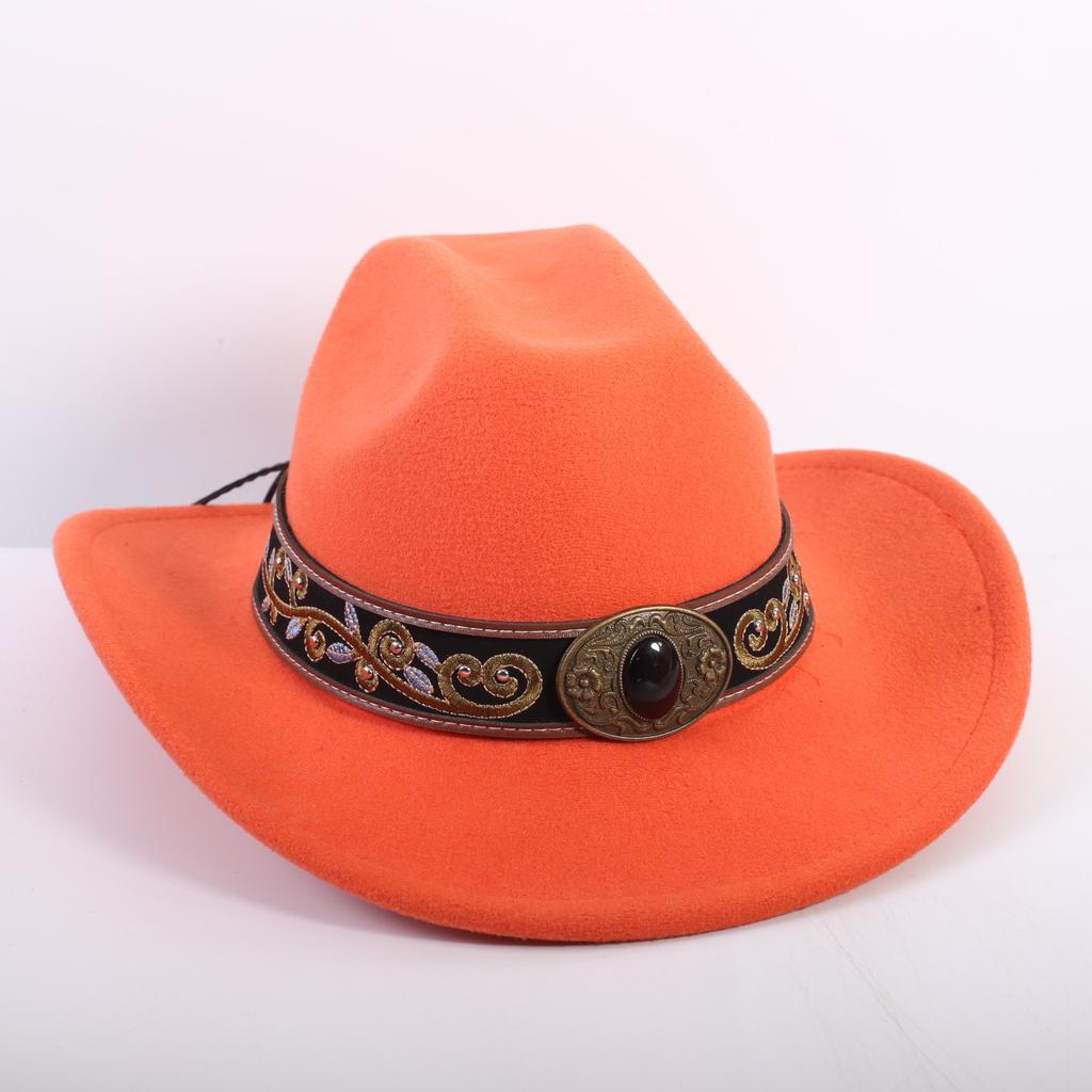 Popular European and American Fashion OL Style One-word Cowboy Hat Men's and Women's High-end Top Hat Jazz Hat Felt Hat