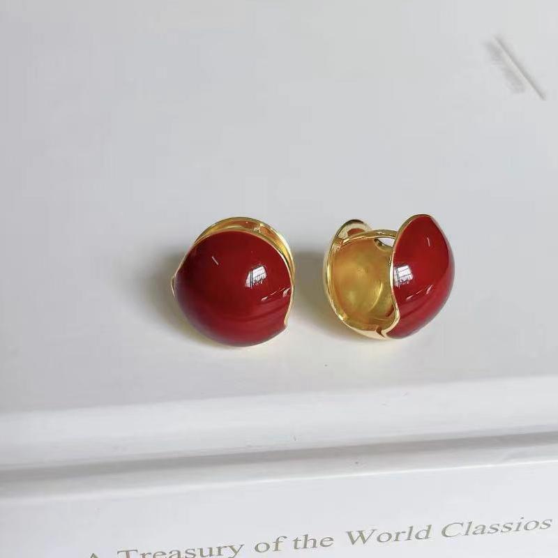 

Новые серьги-гвоздики, винтажные женские двусторонние серьги, простые круглые серьги цвета красной фасоли, новые готические серьги-гвоздики, серьги-клипсы China