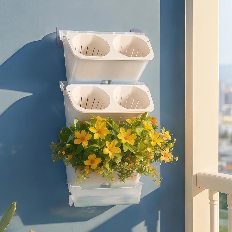 Easy Install Hanging Flower Pot Auto Watering For Home Decoration Indoor Plant Balcony Gardening Plastic Space Saving Planter