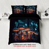 3-piece Set, Glowing Mashroom Pattern Printed Duvet Set, Queen, King, Double Bed, Party  Funny and Creative Bedding Set