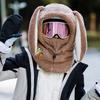 Wintermütze aus Wolle, warmer Skihelmüberzug, bequem, weich, lässig, mit niedlichen Hasenohren, dekorativer Helmüberzug