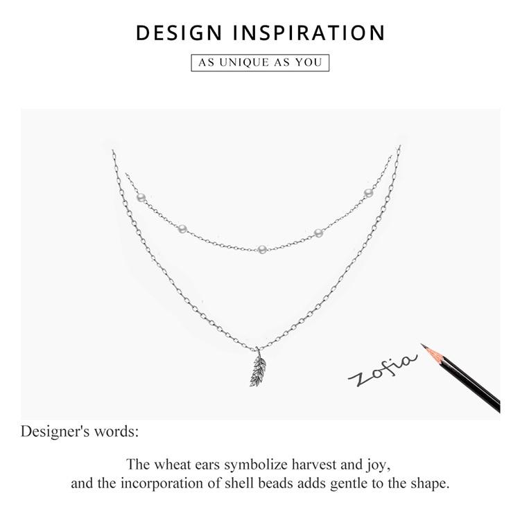 BAMOER 925 argent Sterling plaqué platine brillant oreilles de blé pendentif collier pour femmes chaîne colliers