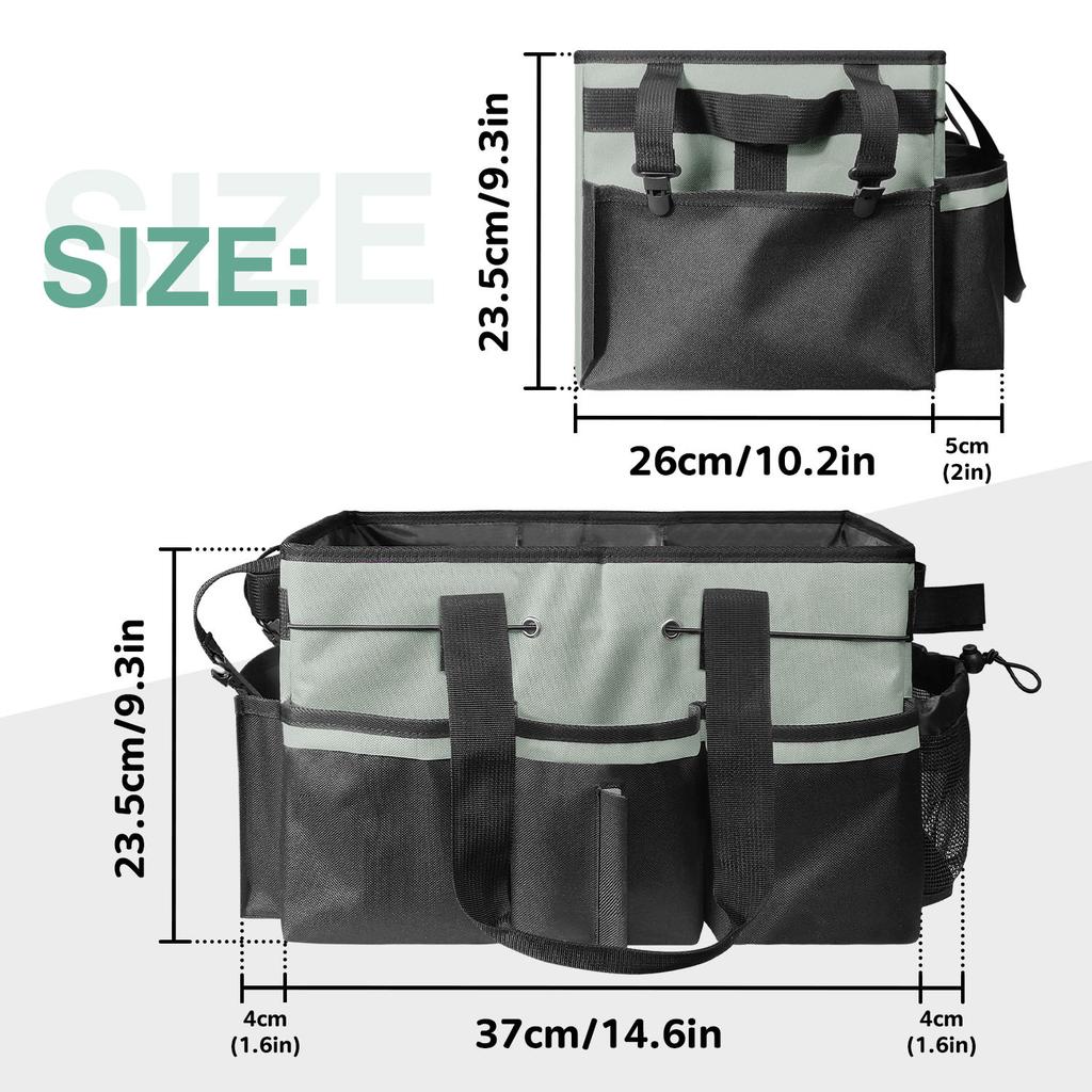 Cleaning Kit Bag Wide Open Cleaning Tool Carrying Caddy Bag Storage Organizer with Multi-Pockets Handle Adjustable Strap