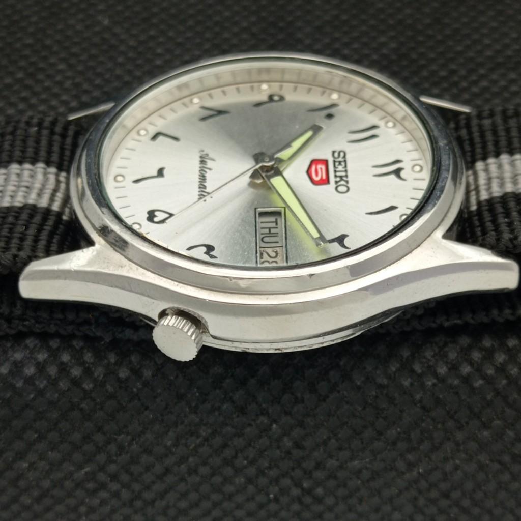 USED VINTAGE SEIKO 5 AUTOMATIC 7019A JAPAN MENS D/D ARABIC WATCH 603-a313775-9 SKU603-a313775