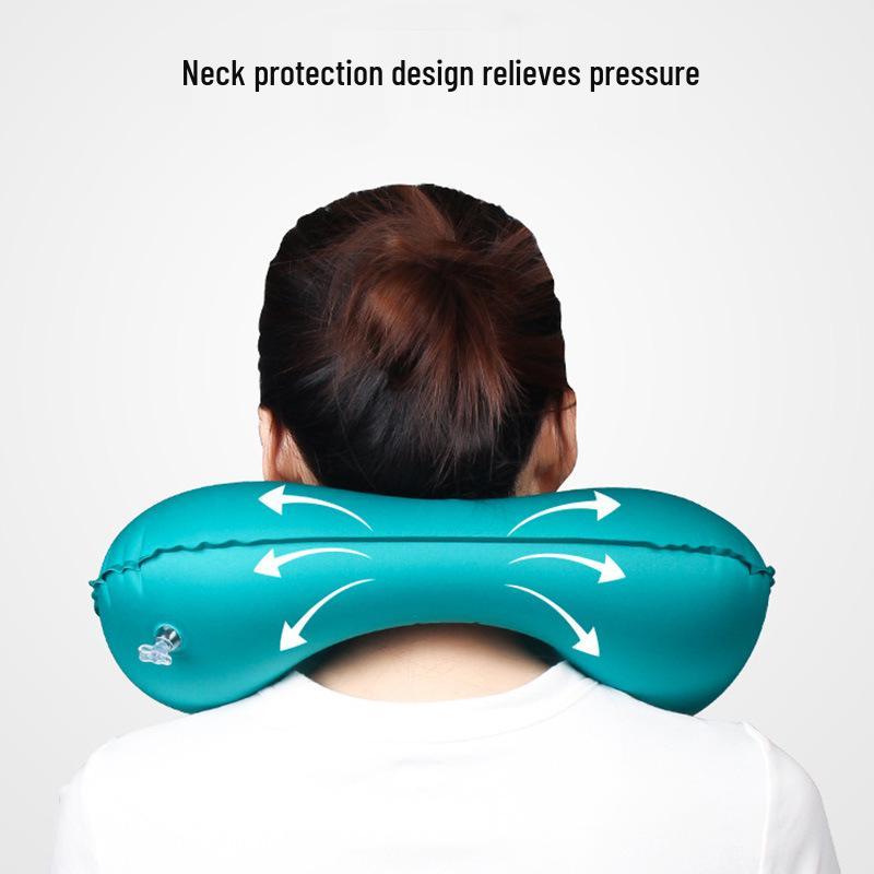 Available: Press-Type Inflatable U-Shaped Travel Neck Pillow for Airplanes and Lunch Breaks.