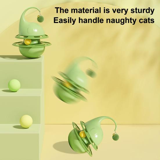 Interactive Tumbler Cat Toy Funny Puzzle Cat Food Dispenser with Fluffy Ball And Bell Self Play Kitten Enrichment Toy for Indoor Cats