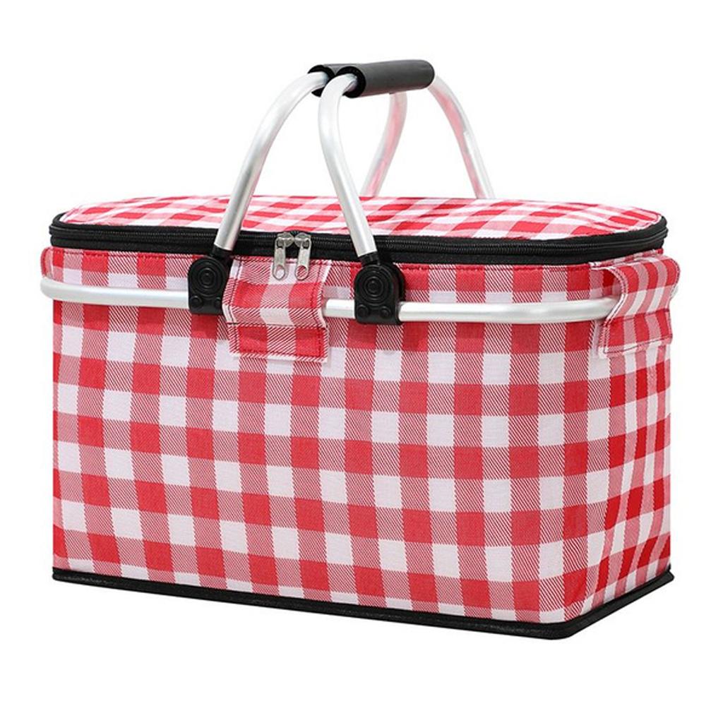 Portable Outdoor Picnic Basket Foldable Thickened Hand Basket ForPicnic Insulation Camping And Hiking Trips Easy To Clean Sturdy