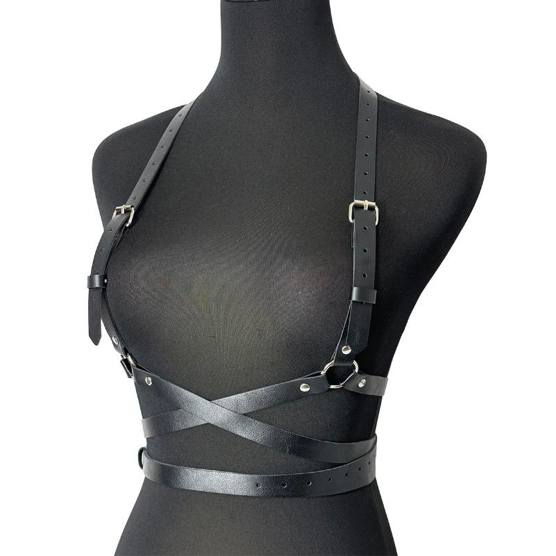 Fashion Belt Street Style Pu Leather Chest Harness Belt Punk Suspenders Decorative Waistband Gothic Clothing Accessories Women