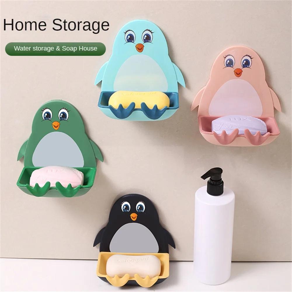 Pinguin Seifenbox Saugknopf Wandmontage Niedlich Ablauf Toilette Kein Bohren Regal Seifenbox Wolke Haken Seifenbox Hund Seifenregal