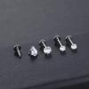 1Pc G23 Titanium Labret Lip Piercing Stud Internally Threaded Clear Zircon Ear Stud Helix Cartilage Tragus Body Piercing Jewelry
