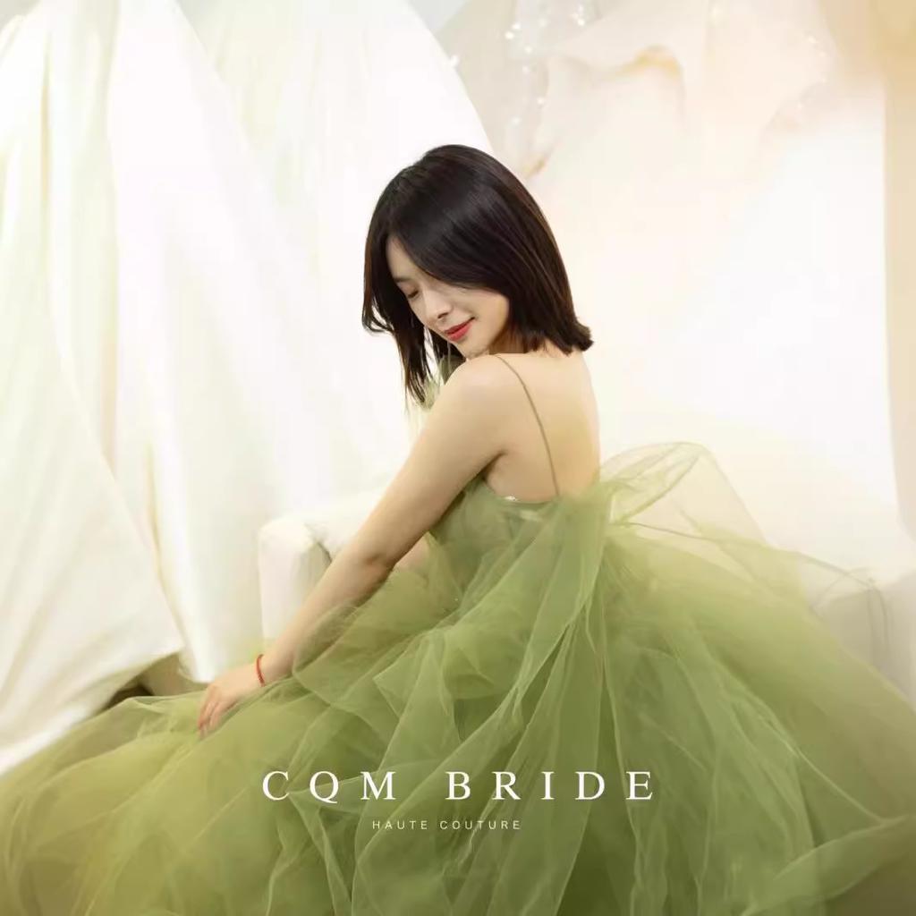 Rochie de mireasă ușoară pentru femei 2025 rochie de culoare verde temperament de zână rochie lungă cu trenă banchet de bun venit rochie de mireasă Mori