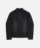 Draw Fit Washed Biker Denim Jacket [Black]