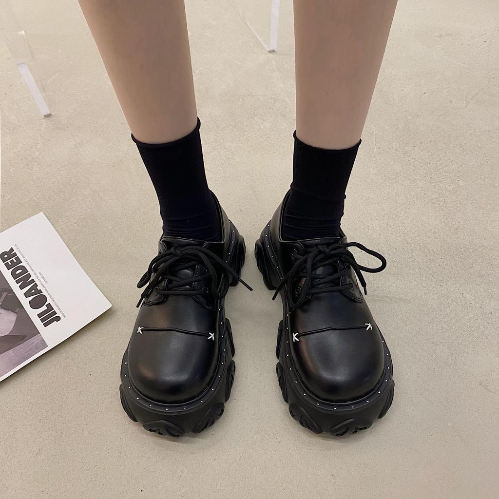 Fashion Retro Platform Small Leather Shoes Women's Autumn and Winter 2025 New Small Man Height Increase British Style Women's Single Shoes