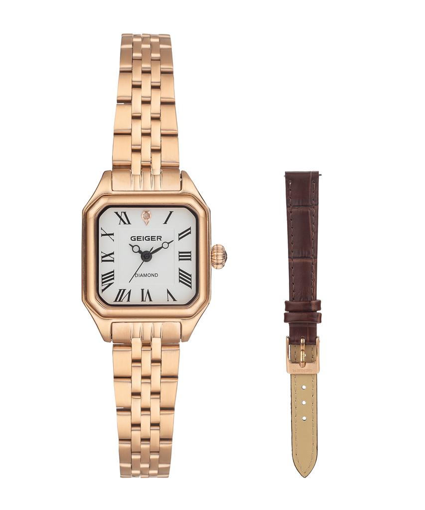 Gaigeo Ge1260Rg Women'S Octagon Diamond Metal Watch