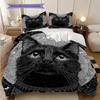 Black Cat Pattern Bedding Quilt Set Quilt Cover Pillowcase Home Decoration Birthday Gift (1 * Duvet Cover + 2 * Pillowcase, Without Core)