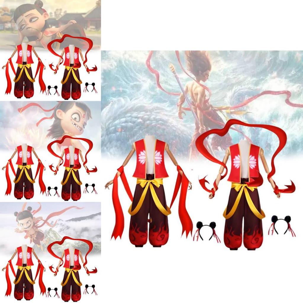 Classic Ne Zha 2 Cosplay Costume Red Ensemble For Kids And Adults Ideal For Anime And Game Events