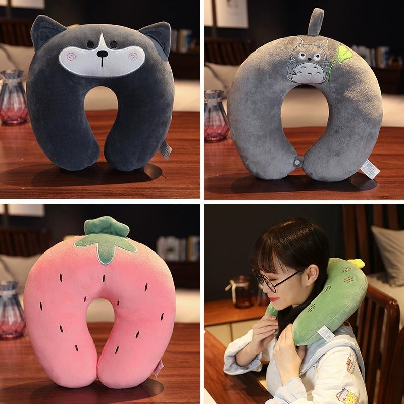 Urocza kreskówkowa poduszka w kształcie litery U ochrona szyi zagłówek poduszki do drzemki do biura przenośna poduszka do spania do podróży samolotem wiele opcji do wyboru