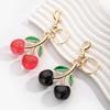 Glitter Cherry Bag Accessory Fashion Keychain Alloy Resin Texture Cherry Keyrings Suitable for Party and Casual Outfits