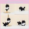 Cute Plush Cat Keychain Toy Soft Sitting Black Cat Doll Accessory For Bags