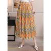 Spring New Fashion Pleated Skirt Digital Printing Long Skirt Elastic Waist Supply Temperament Commuting