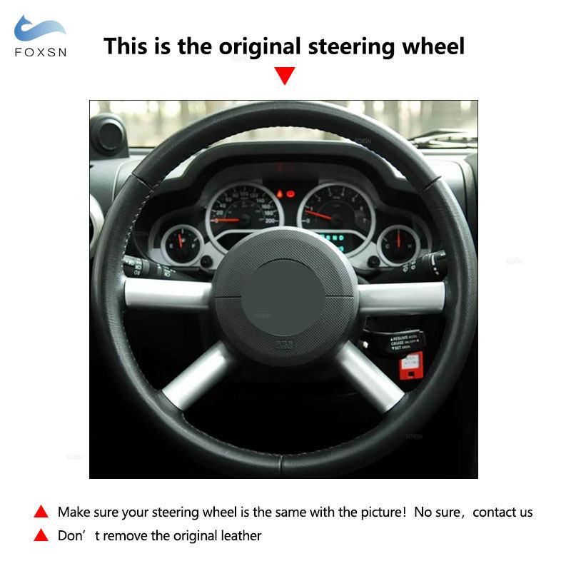 For Jeep Wrangler (JK) 2007 2008 2009 2010 2011 Hand-stitched Perforated Leather Car Styling Interior Steering Wheel Cover Trim