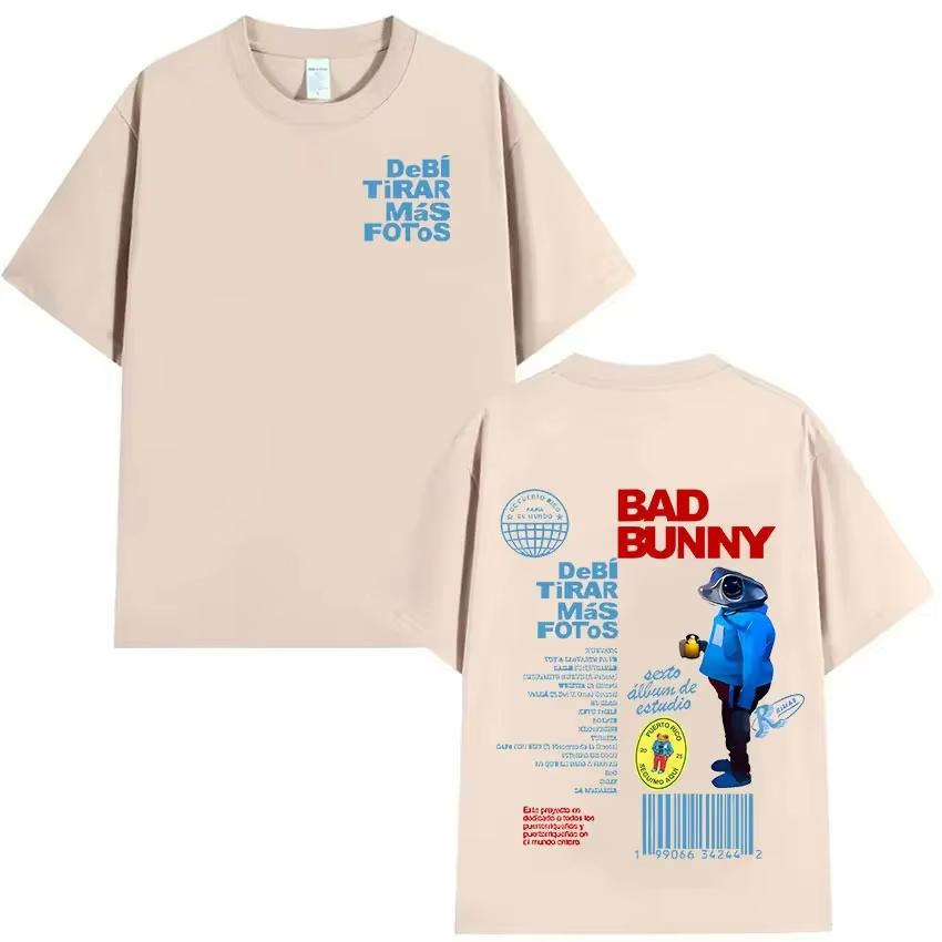 2025 Summe Rapper Bad Bunny Tour 2025 Album Merch Leisure Debi Tirar Mas Fotos DTMF Graphics 100 Pure Cotton Printed T-shirt S 1990₽